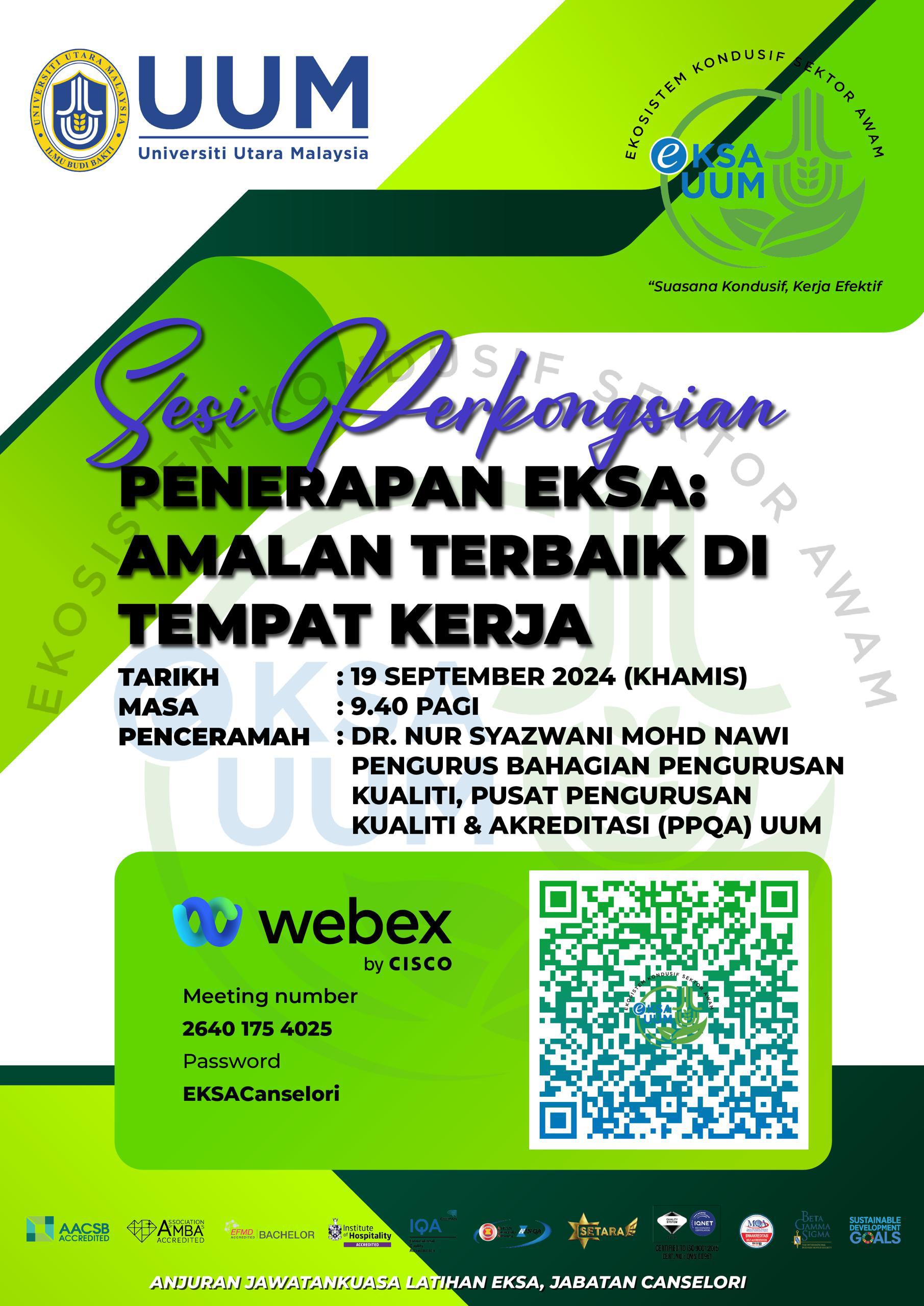 SLOT PERKONGSIAN PENERAPAN EKSA : AMALAN TERBAIK DI TEMPAT KERJA